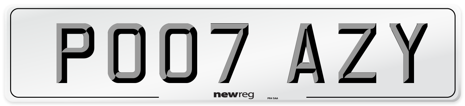PO07 AZY Number Plate from New Reg